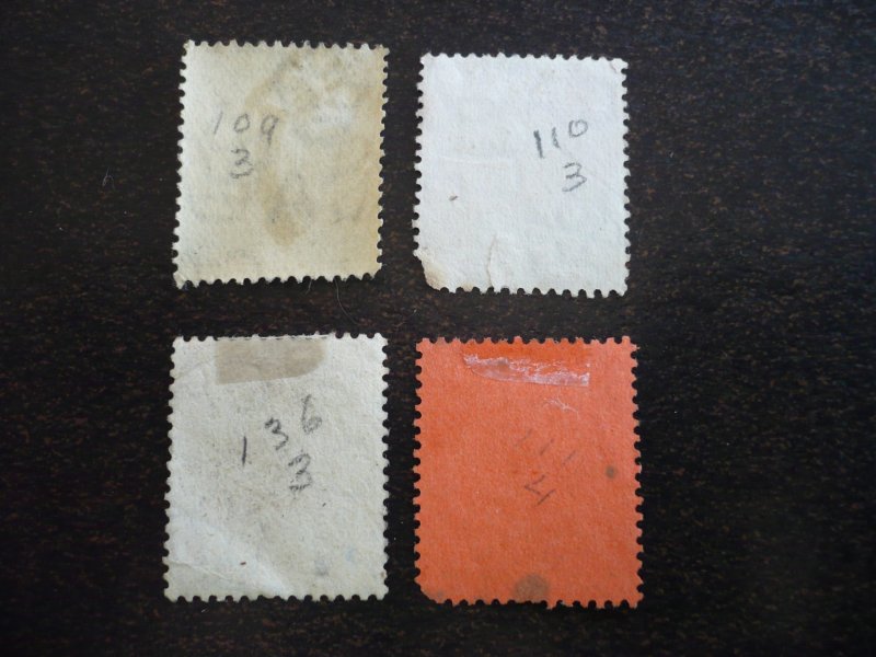 Stamps - Straits Settlements - Scott#109-112 - Used Partial Set of 4 Stamps