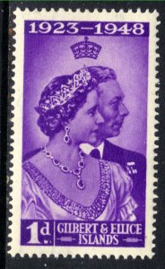 Gilbert & Ellice Islands 1948 KGV1 1d Silver Wedding MM SG 57 ( J74 )