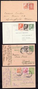 YUGOSLAVIA 1948-1960's COLLECTION OF 4 UPRATED POSTAL CARD