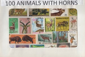 A Nice Selection Of 100 All Different Topicals. Animals With Horns.    #02 TOP13