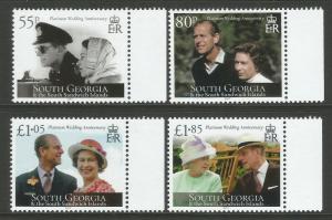 2017 South Georgia Queen Elizabeth II Platinum Wedding 4v Set Of Stamps MNH