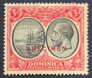 Dominica 1927 GV Three pence opt SPECIMEN SG 80s mint