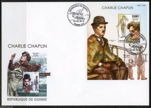 GUINEA 2015 CHARLIE CHAPLIN  SOUVENIR SHEET FIRST DAY COVER