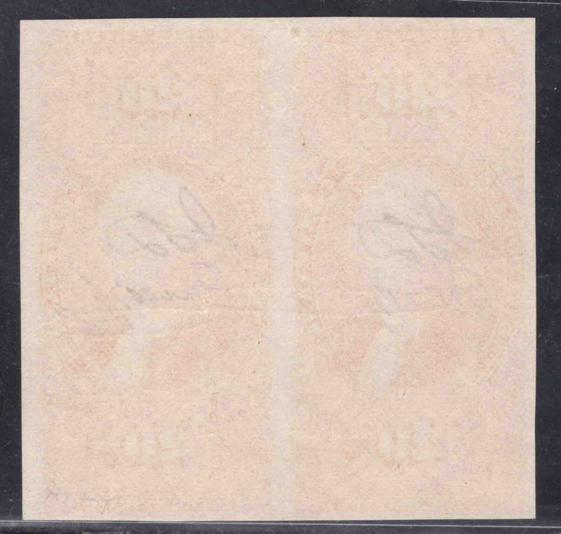 MOMEN: US STAMPS #R98a IMPERF PAIR USED REVENUES LOT #79350*