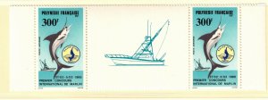 French Polynesia Sc C217 MNH Gutter Pairof 1986 - Int'l Fishing Contest - HJ12