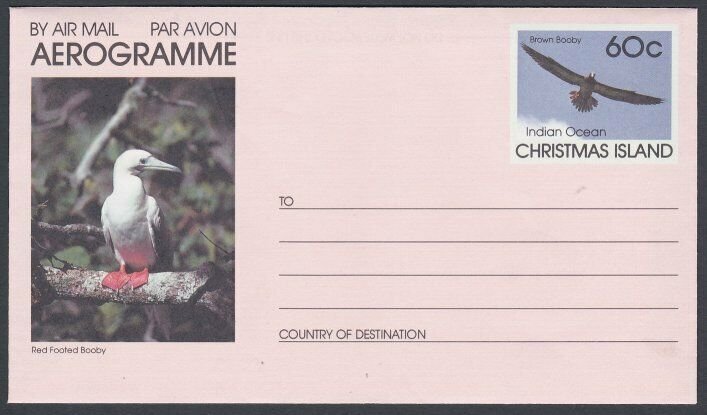 CHRISTMAS IS 60c birds pictorial aerogramme unused..........................L185