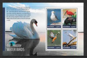 UGANDA 2014 WATERBIRDS (1) M/S MNH