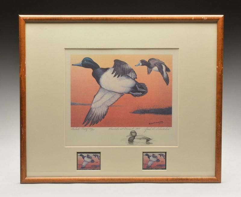 1977 Artist Proof MD STATE WATERFOWL PRINT & REMARQUE by;  ARTIST Jack Schroeder 