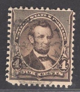 US Stamp #222 4c Dark Brown Lincoln USED SCV $4.75