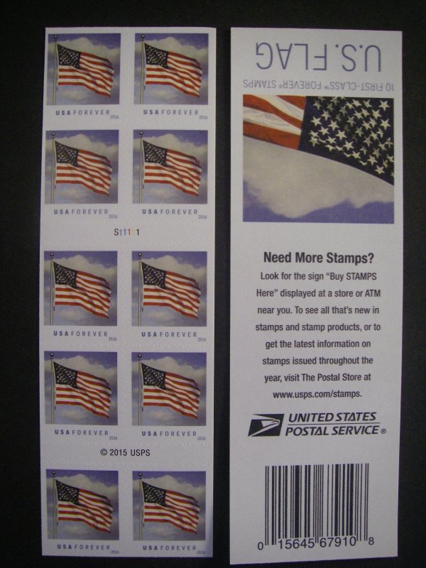 Scott 5054a, Forever U.S. Flag, Pane of 10 #S11111, MNH Booklet Beauty