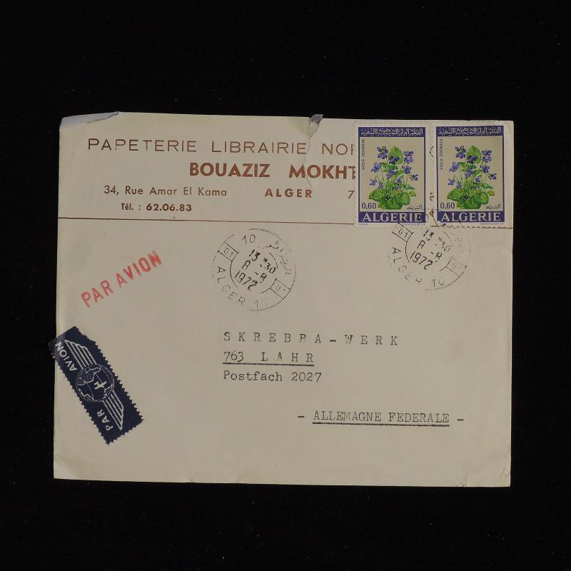 ZS-AC514 ALGERIA IND - Flowers, 1972 From Algeri To Lahr Germany, Airmail Cover