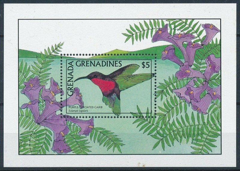 [108822] Grenada Grenadines 1988 Bird vogel Purple-throated Carib Sheet MNH