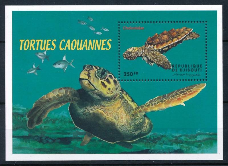 [75690] Djibouti 2000 Marine Life Sea Turtle Souvenir Sheet MNH
