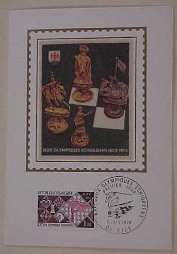 FRANCE FD CARD SPORT CHESS  SILK CACHET  1974