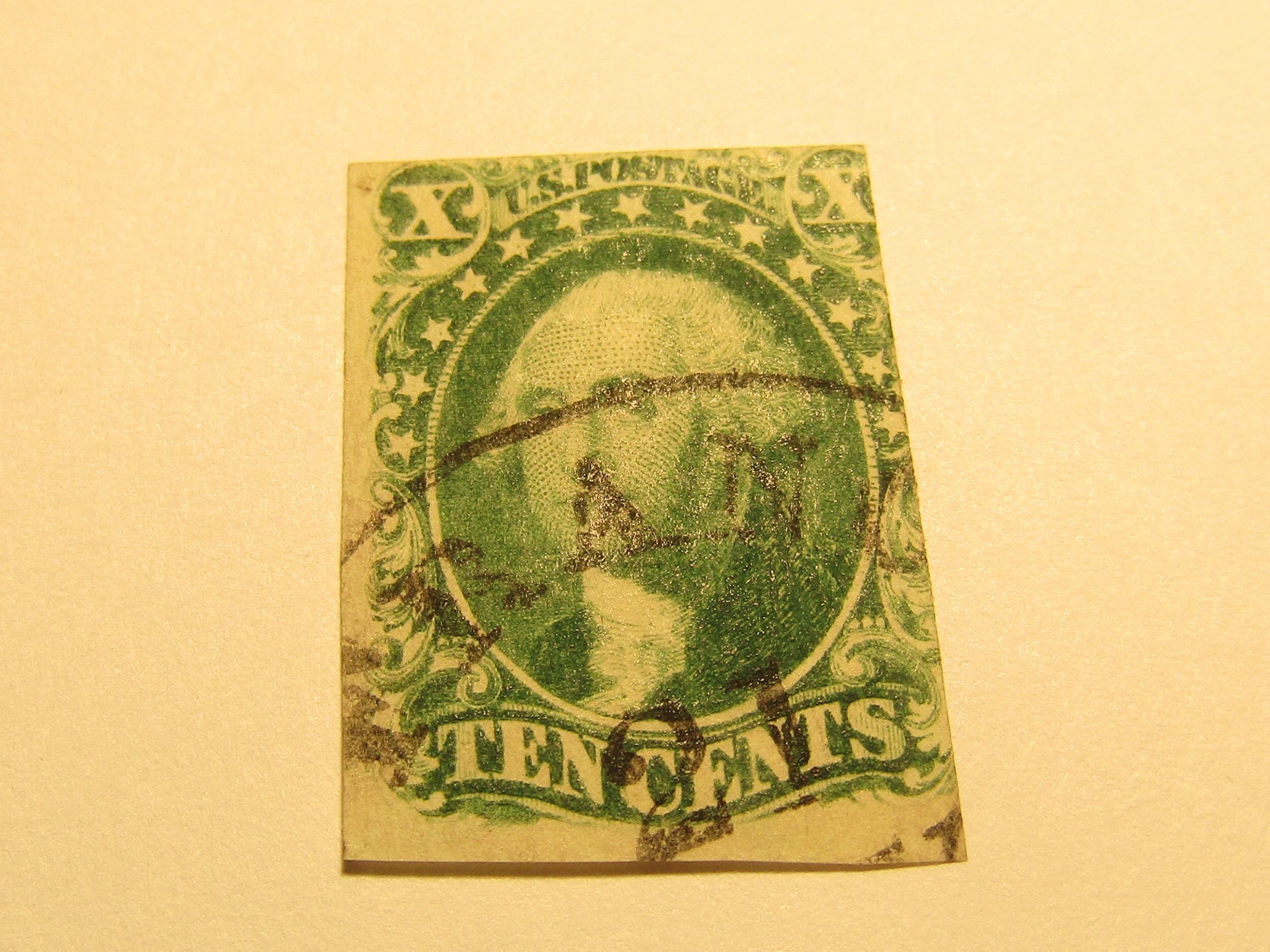 US Stamps, Scott # 14 used Type II, Black San Francisco Cancel, w/Certificate,