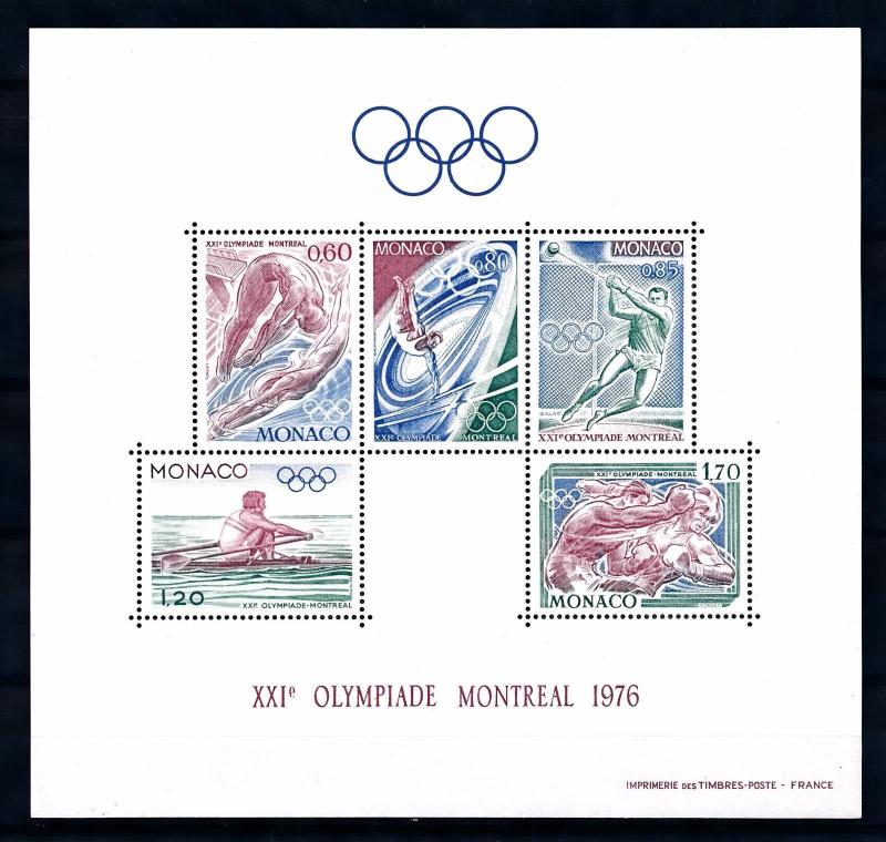 [65822] Monaco 1976 Olympic Games Montreal Gymnastics Boxing Diving Sheet MNH