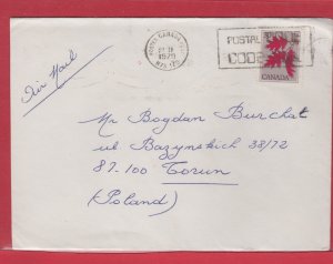 RARE 35c single use to  >> POLAND << with receivers Canada cover