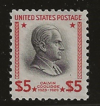 US 834 1938  $5.00  fvf  miint -- faint finger pr