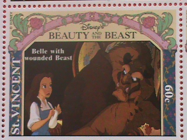 ST.VINCENT STAMP: 1992 SC#1774 DISNEY CARTOON- BEAUTY AND THE BEAST-MNH SHEET