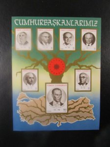 1987 Turkey  SC #2396 PRESIDENTS   MNH Souvenir Sheet