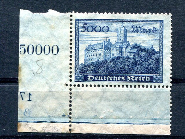 Germany  #237  inscription stamp unused VF with reversed Plate Number !