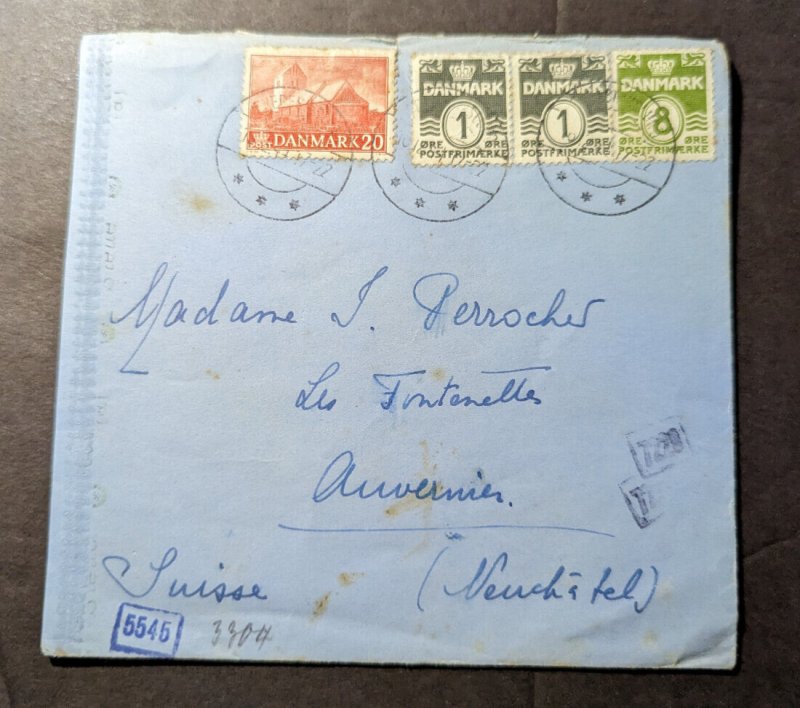 1947 Denmark Cover Frederiksund to Neuchatel Switzerland