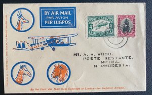 1932 Victoria West South Africa first Flight Airmail cover to Mpika N Rhodesia