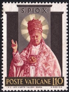 Vatican City SC#182 10£ Pope Pius X: Holy Declaration (1954) MNH/Toned Gum