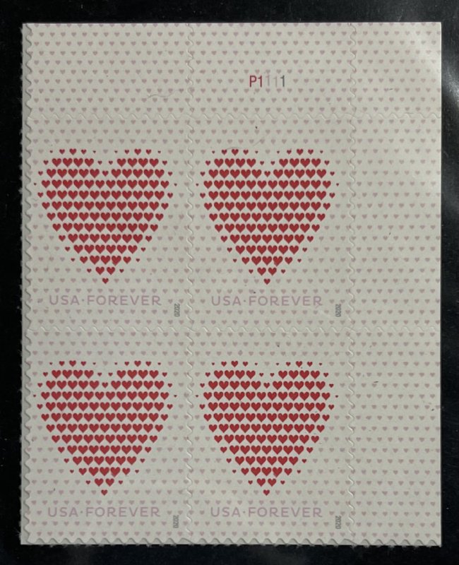 US 2020 Love Pt Bk of 4 #5431  MNH OG