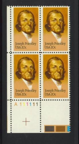 US Stamp #2038 MNH - Joseph Priestley - Plate Block / 4