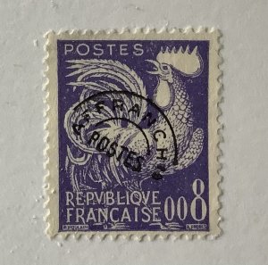 France 1959 Scott 910 used - 0.08fr,  Gallick cock, Pre-cancelled