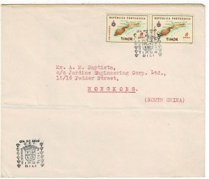 Timor 1957 Dili cancel on cover to HONG KONG, Scott 282