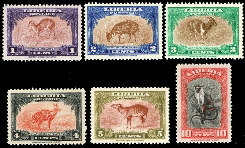 Liberia #283-288  Used - Animals Wildlife (1942)