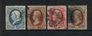 VERY AFFORDABLE GENUINE SCOTT #145 #146 #148 #150 USED 1870 NBNC SET OF 4 STAMPS