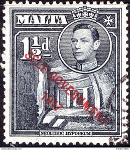 MALTA 1948 KGVI 1½d Blue-Grey SG237 FU