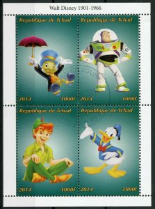 Disney Stamps Chad 2014 CTO Buzz Lightyear Donald Duck Peter Pan 4v MS VIII