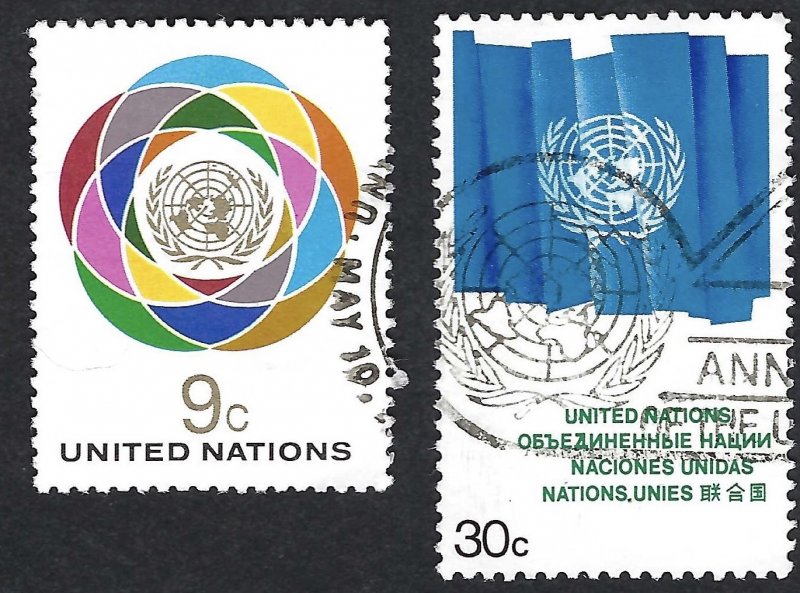 United Nations #267-271 1976 Definitives (3¢, 4¢, 9¢, 30¢ & 50¢). Used.