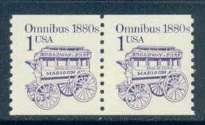 2225 1c Omnibus Fine MNH Dry Gum Pair