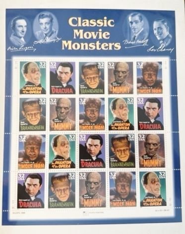 US# 3172a Classic Movie Monsters full sheet 20 32c stamps 1997 Mint NH