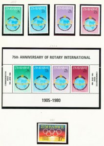 ZIMBABWE - Sc 429-445 -  MNH - Rotary, olympics, Post Office, Trees -3 PIX ---c