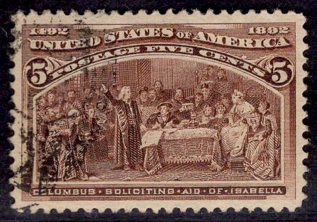 US Stamp #234 5c Columbian USED SCV $8.50