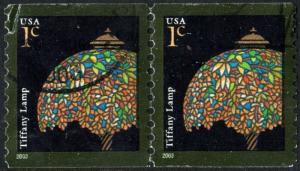 SC#3758 1¢ Tiffany Lamp Coil Pair (2003) Used