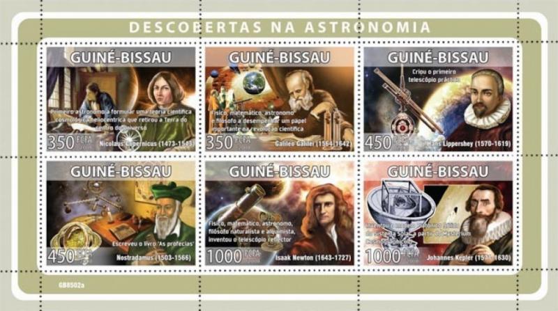 GUINEA BISSAU 2008 SHEET ASTRONOMERS COPERNICUS NEWTON GALILEI NOSTRADAMUS