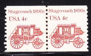 4c Stagecoach 1890's Coil Line Pair Plate Number-1  VF/NH