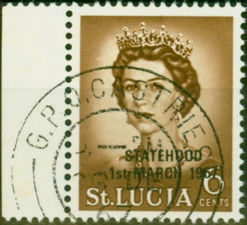 St Lucia 1967 6c Statehood in Black SG231Var V.F.U (6)