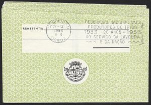 MOZAMBIQUE Aerogramme 2.5E Building 1953 Laurenco Marques cancel to Portugal!