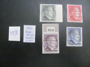 GERMANY 1942 USED SIGNED LUDEN MI.799B-802B PERF. 14 SET XF 2907 EUROS(173) RARE