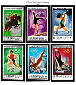 Sharjah # 396-401, Mexico City Olympics,, Mint NH, 1/2 Cat.