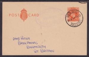 Great Britain H&G 64 used 1951 2p Cape Town Paquebot Postal Card, Tristan Cachet