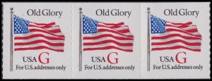 US 2892 Old Glory Red G rate 32c coil strip 3 MNH 1994